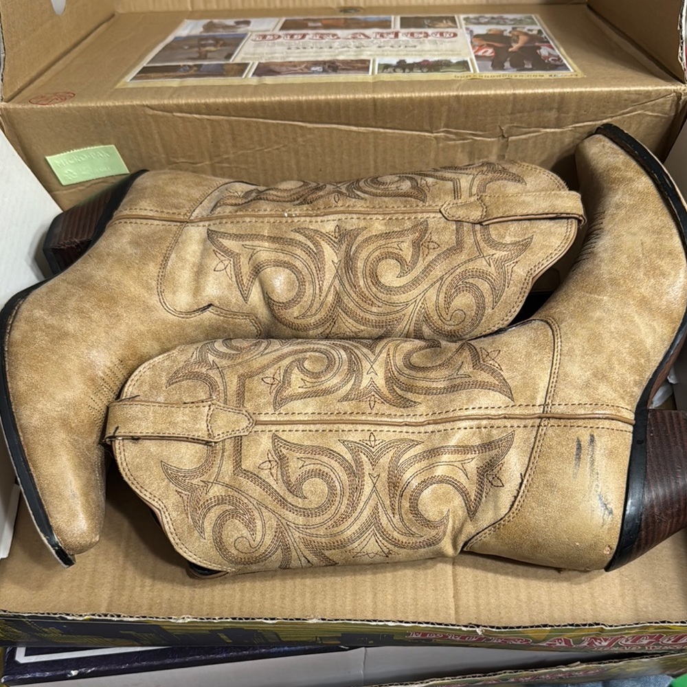 Tan Western Cowboy Boots Durango brand, slightly used